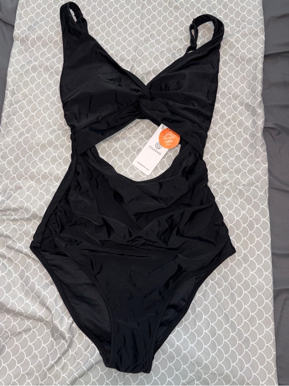 Charmo Black One-Piece Swimsuit with Twist Front Cutout